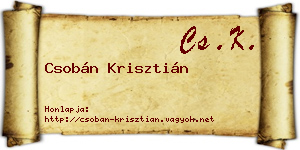 Csobán Krisztián névjegykártya